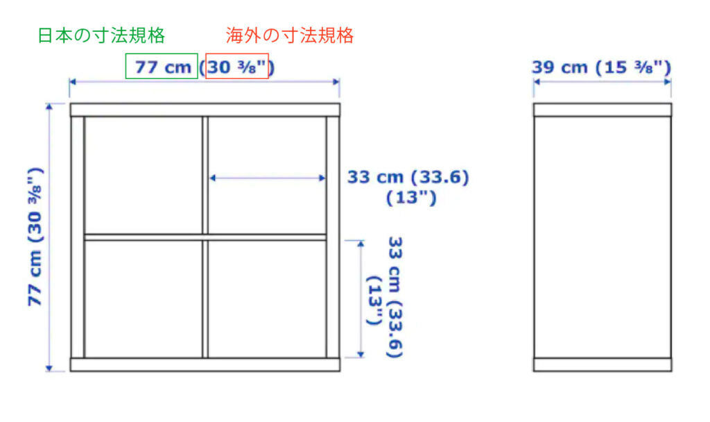 日本と海外の寸法規格